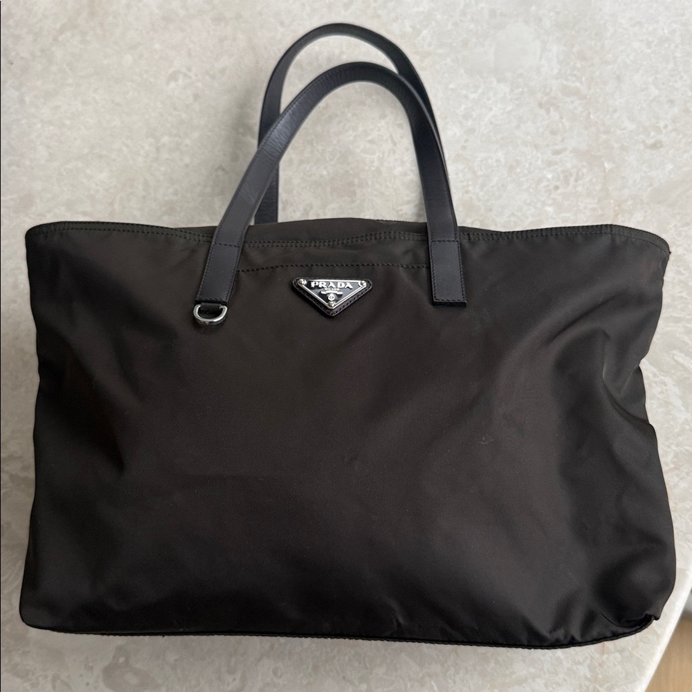 Prada Tessuto Brown Nylon Tote Bag Excellent Condition